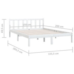Vidaxl Bed Frame Without Mattress White Solid Wood Pine King Size Bed Frames - thumbnail 3