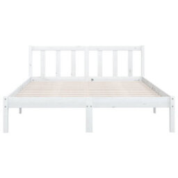 Vidaxl Bed Frame Without Mattress White Solid Wood Pine King Size Bed Frames - thumbnail 4