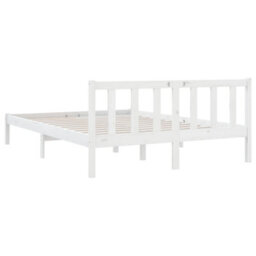 Vidaxl Bed Frame Without Mattress White Solid Wood Pine King Size Bed Frames - thumbnail 6