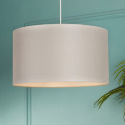 Lighting Collection Warm Weave Taupe Textured Fabric Modern Drum Pendant Shade 50Cm