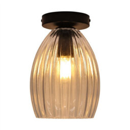 First Choice Lighting Set Of 2 Birch - Clear Fluted Glass Black Ceiling Light Fittings - thumbnail 3