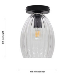 First Choice Lighting Set Of 2 Birch - Clear Fluted Glass Black Ceiling Light Fittings - thumbnail 6