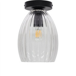 First Choice Lighting Set Of 2 Birch - Clear Fluted Glass Black Ceiling Light Fittings - thumbnail 2