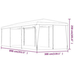 Berkfield Party Tent With 8 Mesh Sidewalls Green 3X9 M Hdpe - thumbnail 7