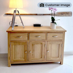 London Oak Large Sideboard Fully Assembled - By Roseland Furniture - thumbnail 3