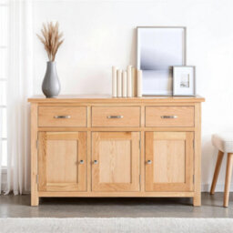 London Oak Large Sideboard Fully Assembled - By Roseland Furniture - thumbnail 2