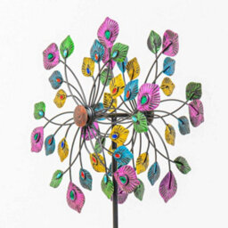 Primrose Peacock Feather Wind Spinner Outdoor Garden Decoration Wind Sculpture Dia 36Cm - thumbnail 2