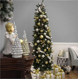 Wadan 7Ft Green Pencil Slim Artificial Christmas Tree, 620 Tips Xmas Tree With Strong Metal Stand - thumbnail 2