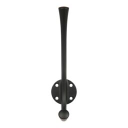 GoodHome Tapered Black Zinc Alloy Wall-Mounted J-Shaped Hat & Coat Hook (H)167mm (D)78mm - thumbnail 2