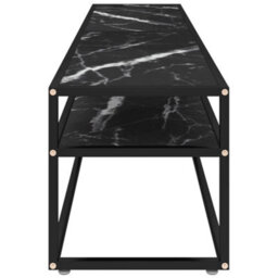 Berkfield Tv Cabinet Black Marble 180X40X40.5 Cm Tempered Glass - thumbnail 4