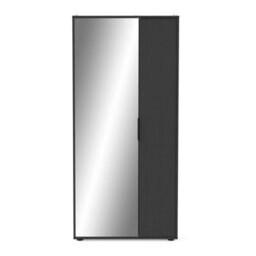 FurniComp LTD Furnicomp Zurich 2 Door Black Large Tall Mirrored Shoe Storage Cabinet - thumbnail 2