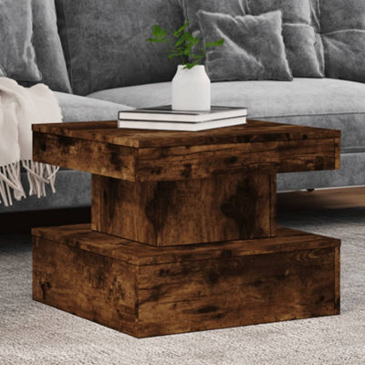 Vidaxl Coffee Table With Led Lights Smoked Oak 50X50X40 Cm - image 1