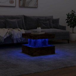 Vidaxl Coffee Table With Led Lights Smoked Oak 50X50X40 Cm - thumbnail 5