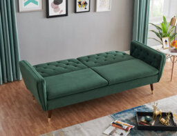 Bravich Victoria Sofa Bed 3 Seater Velvet Click Clack - Dark Green - thumbnail 3