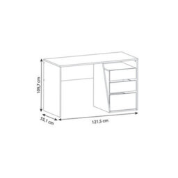 FurniComp LTD Furnicomp Valerie 3 Drawer Matt White And Oak Office Study Desk - thumbnail 8