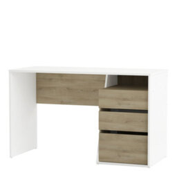 FurniComp LTD Furnicomp Valerie 3 Drawer Matt White And Oak Office Study Desk - thumbnail 3