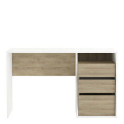 FurniComp LTD Furnicomp Valerie 3 Drawer Matt White And Oak Office Study Desk - thumbnail 2