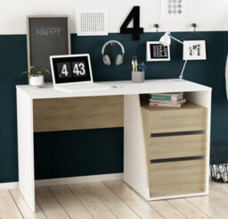 FurniComp LTD Furnicomp Valerie 3 Drawer Matt White And Oak Office Study Desk