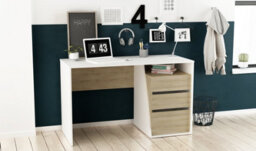 FurniComp LTD Furnicomp Valerie 3 Drawer Matt White And Oak Office Study Desk - thumbnail 7