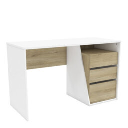 FurniComp LTD Furnicomp Valerie 3 Drawer Matt White And Oak Office Study Desk - thumbnail 5