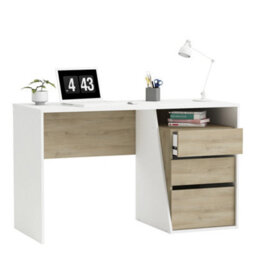 FurniComp LTD Furnicomp Valerie 3 Drawer Matt White And Oak Office Study Desk - thumbnail 4