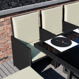 Lassic Vida Designs 10 Seater Rattan Garden Bistro Set With Outdoor Table And Chairs, Stool, Black - thumbnail 6