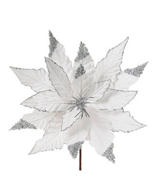 Werchristmas White Glitter Artificial Poinsettia Flower, 40 Cm - image 1