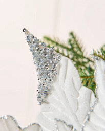 Werchristmas White Glitter Artificial Poinsettia Flower, 40 Cm - thumbnail 5