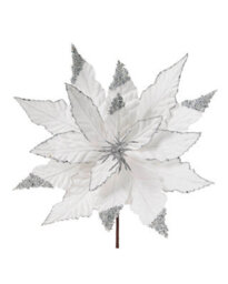 Werchristmas White Glitter Artificial Poinsettia Flower, 40 Cm - thumbnail 1