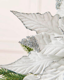 Werchristmas White Glitter Artificial Poinsettia Flower, 40 Cm - thumbnail 4