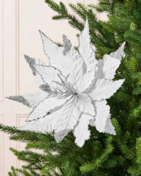 Werchristmas White Glitter Artificial Poinsettia Flower, 40 Cm - thumbnail 2
