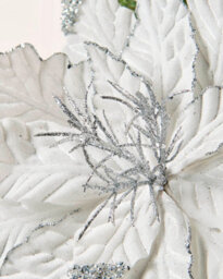 Werchristmas White Glitter Artificial Poinsettia Flower, 40 Cm - thumbnail 3