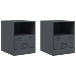 Berkfield Bedside Cabinets 2 Pcs Anthracite 34.5X39X44 Cm Steel - thumbnail 2