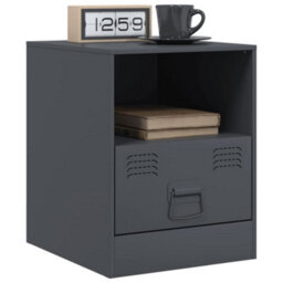 Berkfield Bedside Cabinets 2 Pcs Anthracite 34.5X39X44 Cm Steel - thumbnail 3