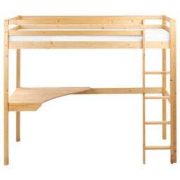 Beliani High Sleeper Bed With Desk Pine Wood Loury 90 X 200 Cm (Eu Single) Light Brown - thumbnail 5