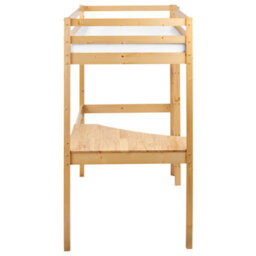 Beliani High Sleeper Bed With Desk Pine Wood Loury 90 X 200 Cm (Eu Single) Light Brown - thumbnail 6