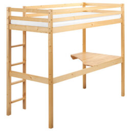 Beliani High Sleeper Bed With Desk Pine Wood Loury 90 X 200 Cm (Eu Single) Light Brown - thumbnail 7