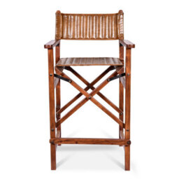 Elm Home And Garden 100% Real Genuine Leather Folding Breakfast Kitchen Bar Stool Tan Brown With Back Rest - thumbnail 2