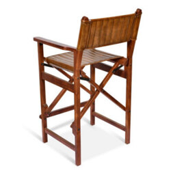 Elm Home And Garden 100% Real Genuine Leather Folding Breakfast Kitchen Bar Stool Tan Brown With Back Rest - thumbnail 3