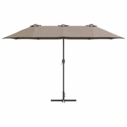 Berkfield Garden Parasol Taupe Powder-Coated Steel - thumbnail 5