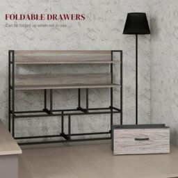 Homcom Bedroom Chest Of Drawers 5 Drawer Dresser W/ Shelves, Grey Wood Effect - thumbnail 6