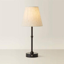 Valuelights Lowe Black Rechargeable Table Lamp With Linen Shade - thumbnail 3
