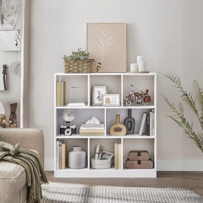 Songmics 8 Compartment Bookshelf, Storage Unit, For Living Room, Home Office, White - image 1