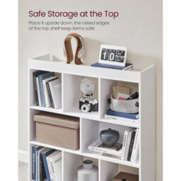 Songmics 8 Compartment Bookshelf, Storage Unit, For Living Room, Home Office, White - thumbnail 6