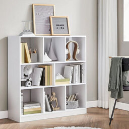 Songmics 8 Compartment Bookshelf, Storage Unit, For Living Room, Home Office, White - thumbnail 2