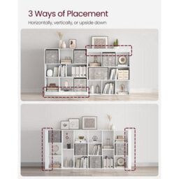 Songmics 8 Compartment Bookshelf, Storage Unit, For Living Room, Home Office, White - thumbnail 5