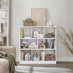 Vasagle 8 Compartment Bookshelf, Storage Unit, For Living Room, Home Office, White