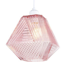 First Choice Lighting Set Of 2 Prism - Pink Glass Easy Fit Glass Pendant Shades - thumbnail 3