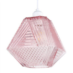 First Choice Lighting Set Of 2 Prism - Pink Glass Easy Fit Glass Pendant Shades - thumbnail 2
