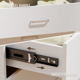 White  4-Tier Bedroom Drawer Cabinet High Capacity, Upright - thumbnail 6